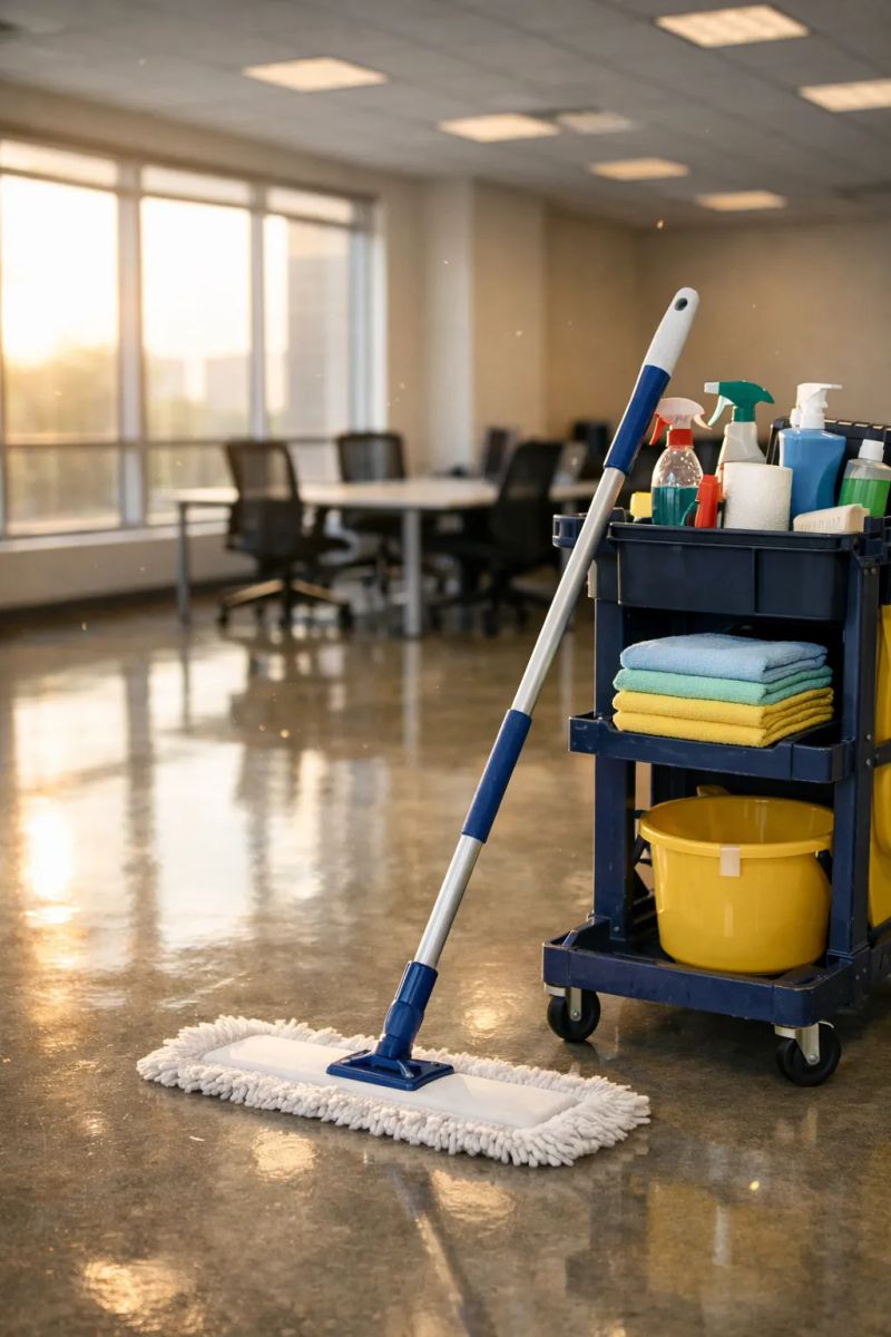 Cleaner carefully wiping a modern kitchen in Bend
