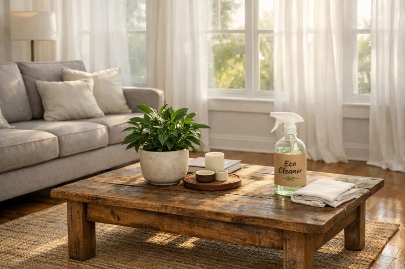 Sunlit, freshly cleaned living room in a Bend home