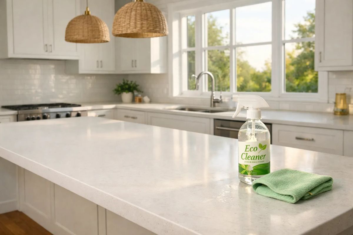 Pristine and Polished cleaner refreshing a bright modern office in Bend