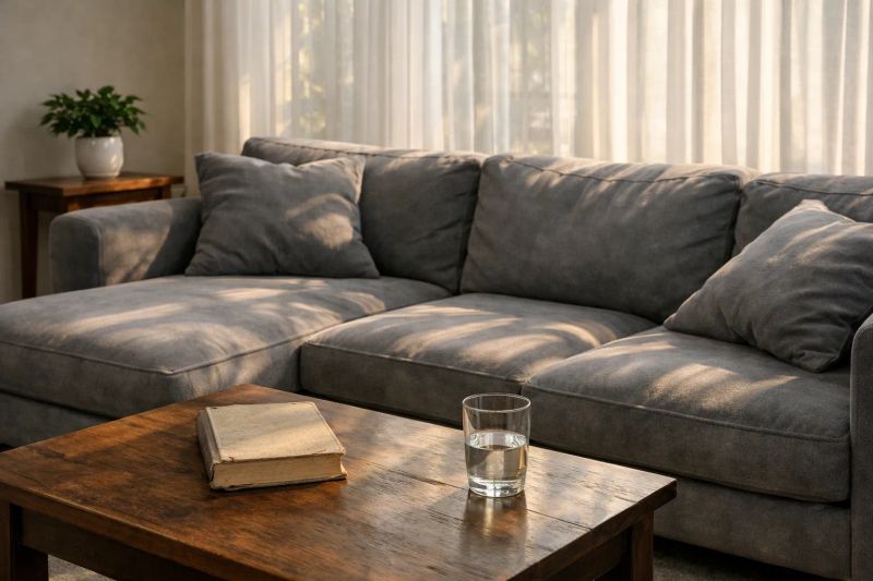 Professional cleaner wiping a sunlit home interior
