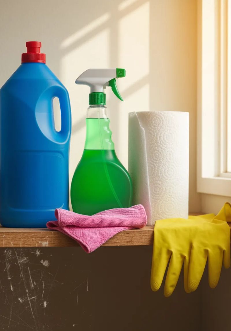 Professional cleaner carefully wiping kitchen surfaces in a Bend home