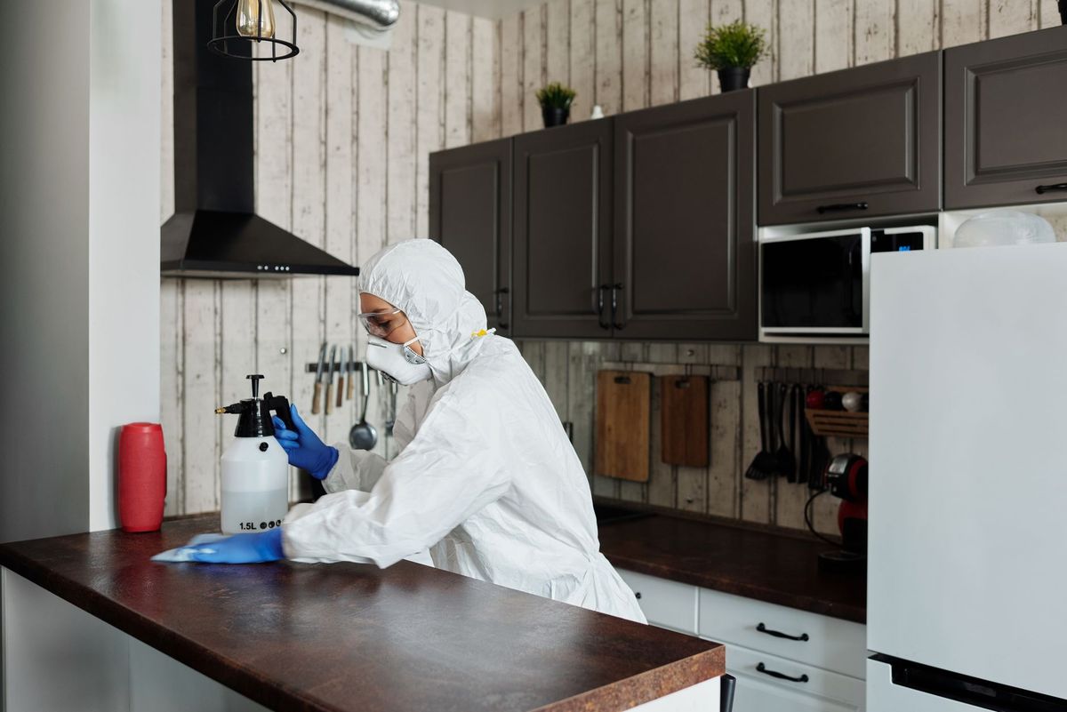 Professional cleaner refreshing a bright home interior in Bend, Oregon
